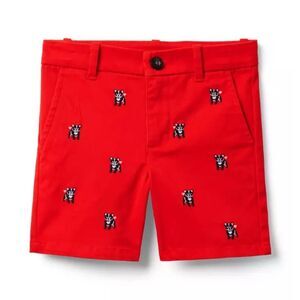 Janie and Jack Boys The Embroidered Twill Short in Moto Red Dog Size 12/18 Month